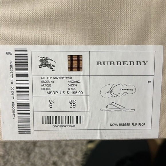 New Burberry Flip Flop Sandals Size 39 - Picture 5 of 6